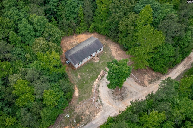 drone / aerial view with a forest view