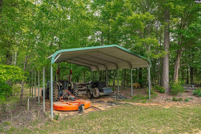 exterior space featuring a carport