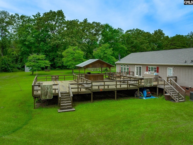 exterior space featuring a yard and a deck