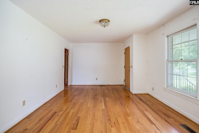 spare room with a wealth of natural light and light wood-type flooring