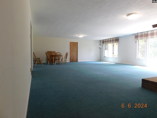 empty room featuring carpet and a textured ceiling