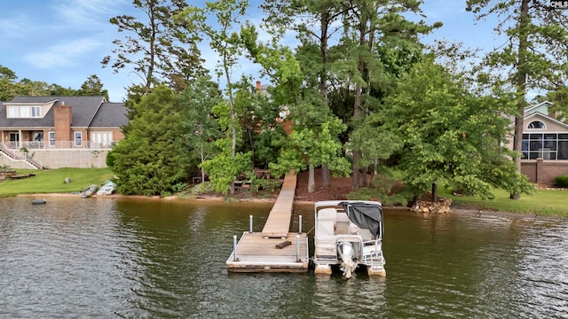 view of dock featuring a water view