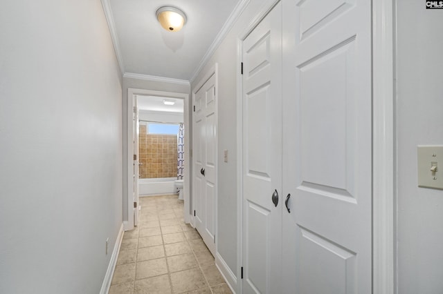 corridor with crown molding