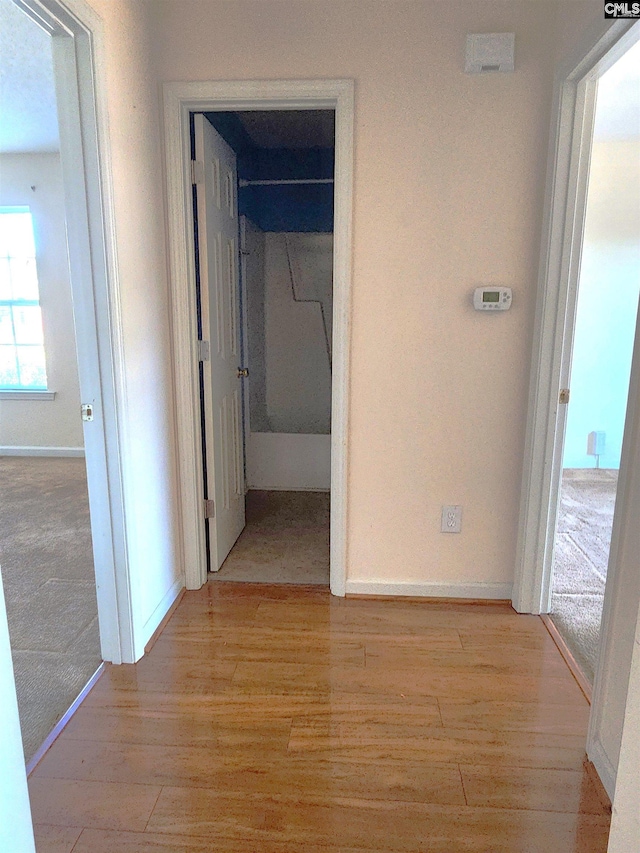 corridor featuring light hardwood / wood-style flooring