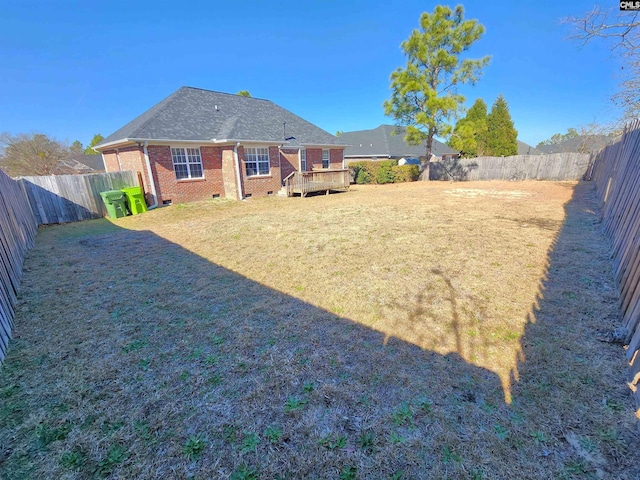 view of yard featuring a deck