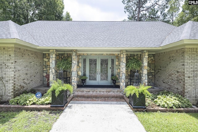 entrance to property featuring french doors