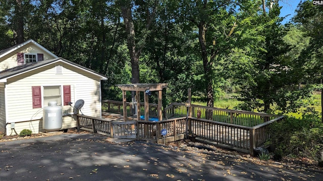 view of jungle gym with a deck