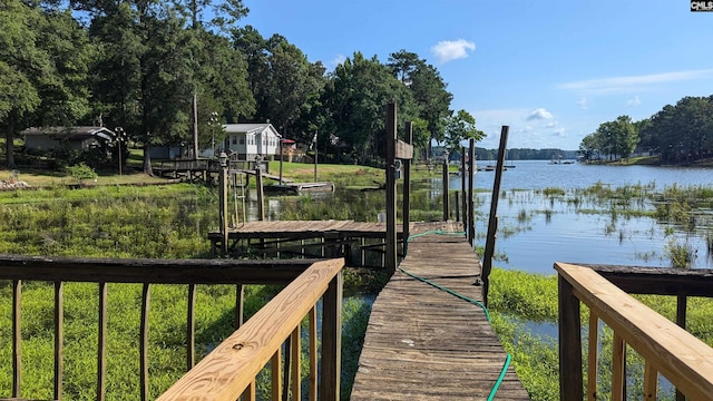 view of dock featuring a water view