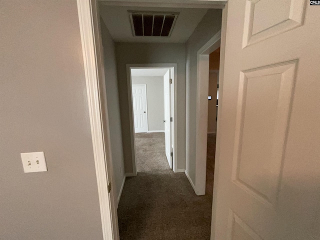 hallway with carpet floors