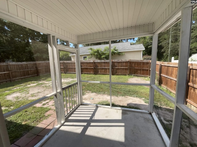 view of unfurnished sunroom