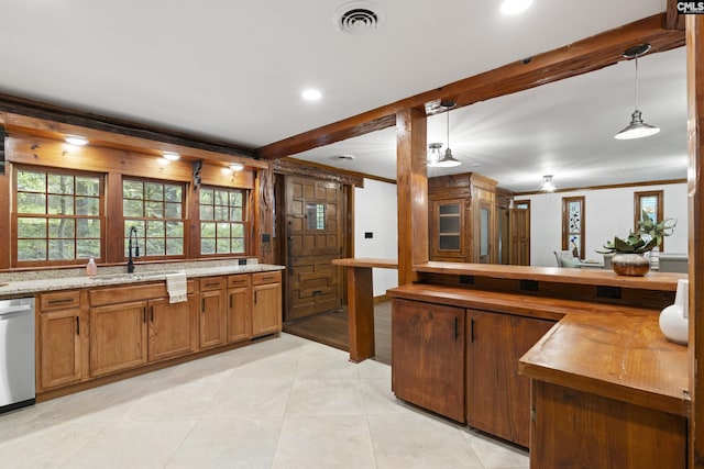 dining space with dark wood-type flooring and ornamental molding