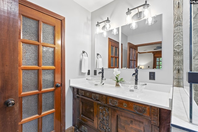 bedroom featuring french doors, ornamental molding, access to outside, ceiling fan, and dark wood-type flooring