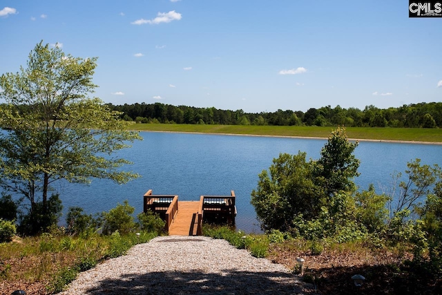 view of water feature featuring a dock