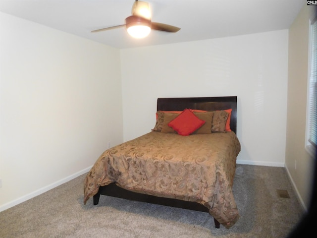 bedroom featuring carpet floors and ceiling fan