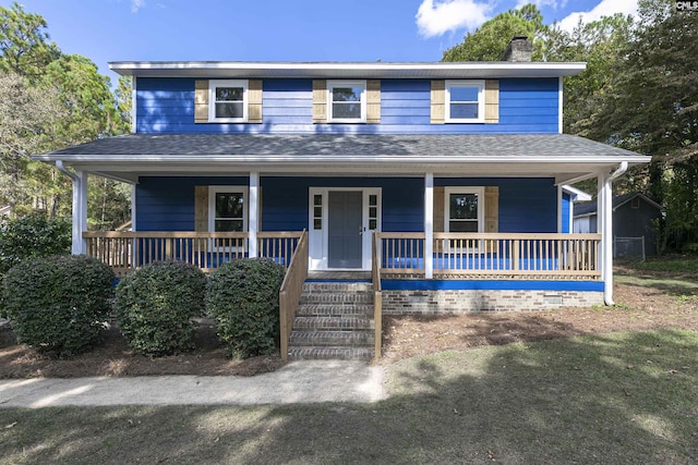 view of front facade featuring covered porch