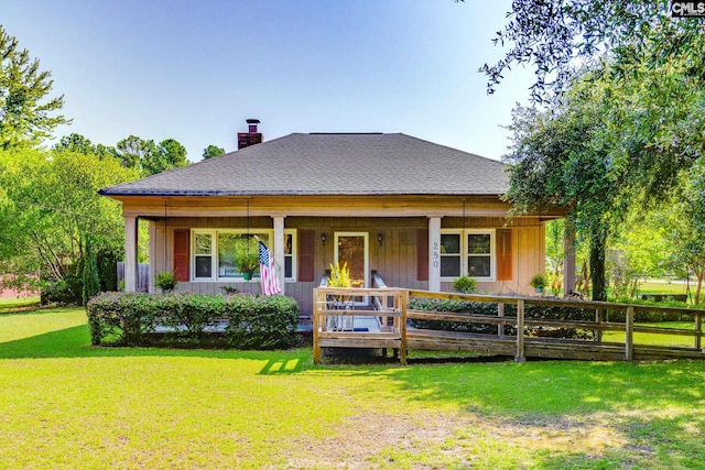 back of house with covered porch