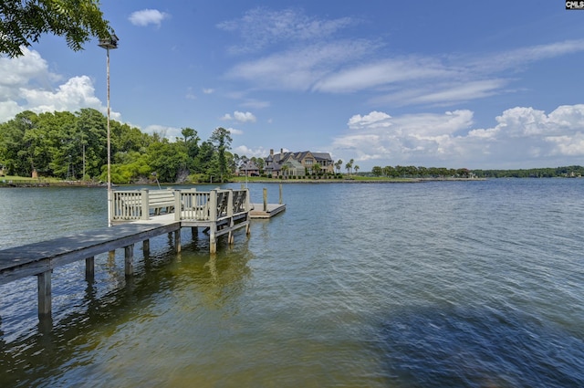 view of dock featuring a water view