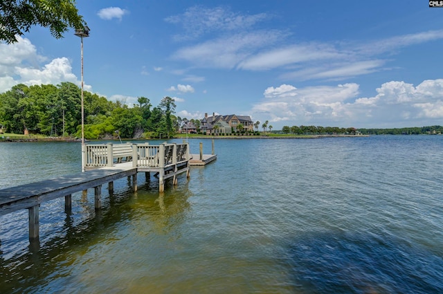 dock area featuring a water view