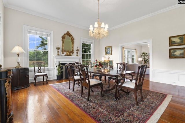 dining area featuring plenty of natural light and dark hardwood / wood-style flooring