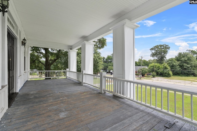 wooden terrace with covered porch