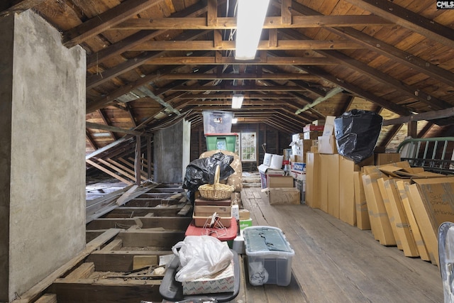 view of unfinished attic