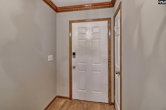 doorway featuring light wood-type flooring