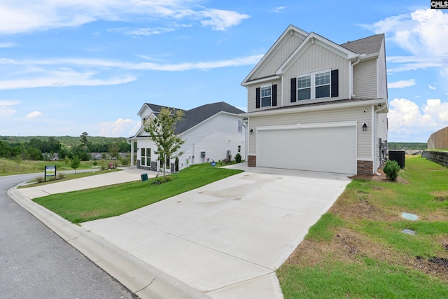 view of front of property with a garage and central AC unit