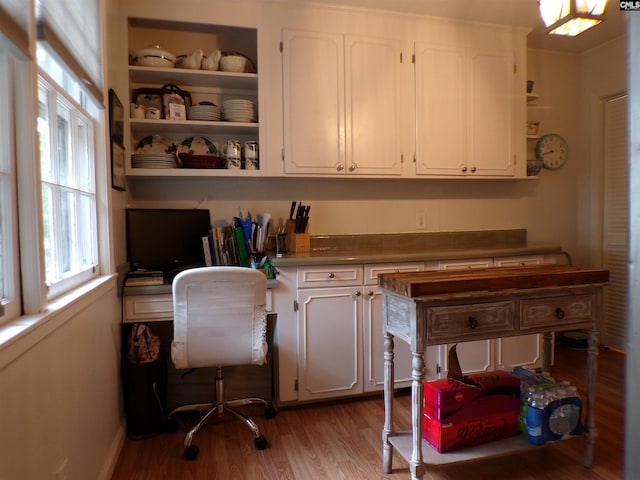 office space featuring light hardwood / wood-style floors