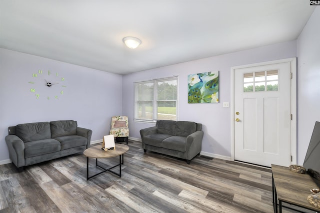 living room featuring hardwood / wood-style flooring and a wealth of natural light