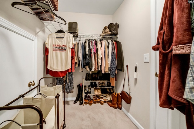 walk in closet featuring carpet