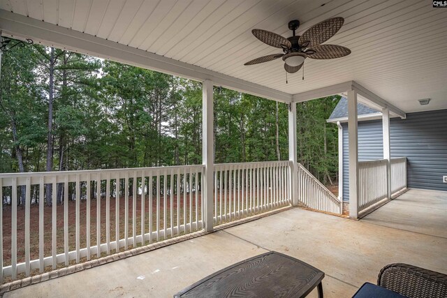 view of patio with ceiling fan