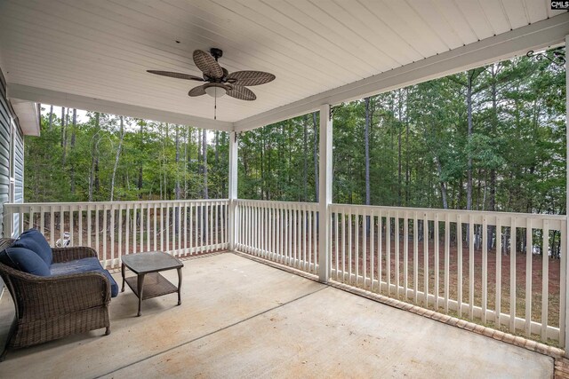 view of patio with ceiling fan