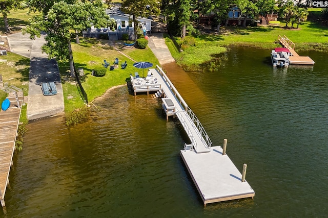 dock area featuring a water view