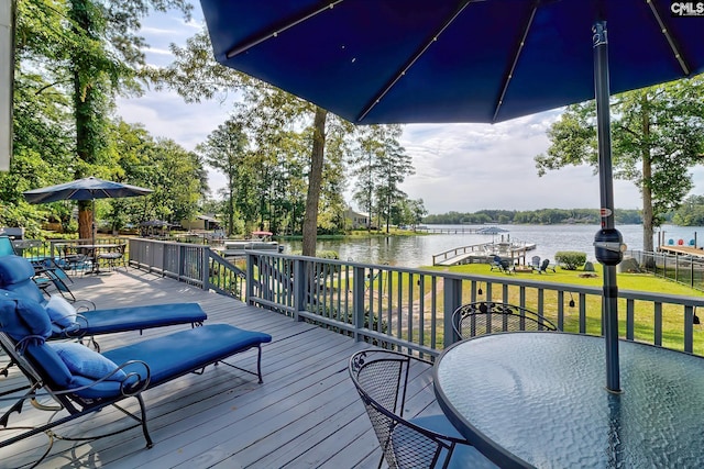 deck with a water view