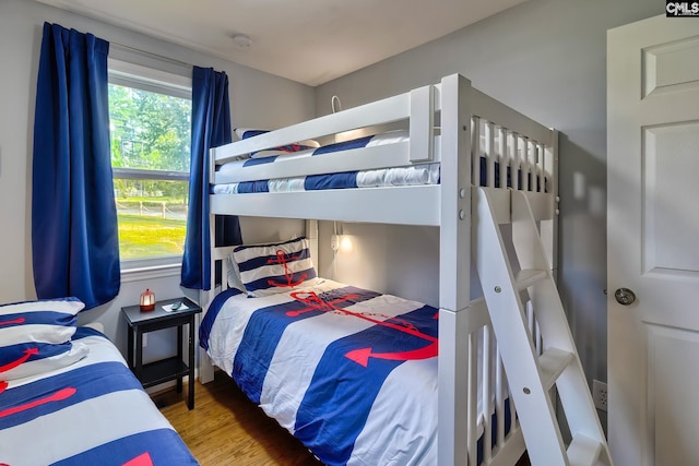 bedroom with light hardwood / wood-style floors