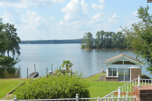 water view with a boat dock