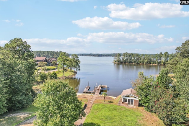 view of water feature featuring a dock