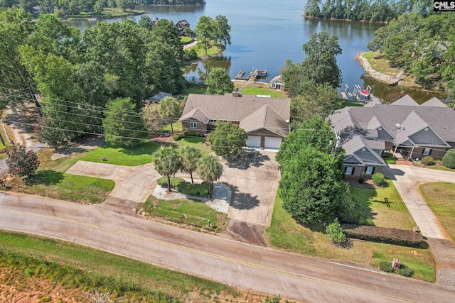 bird's eye view with a water view and a residential view