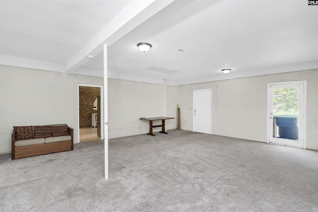 below grade area with carpet