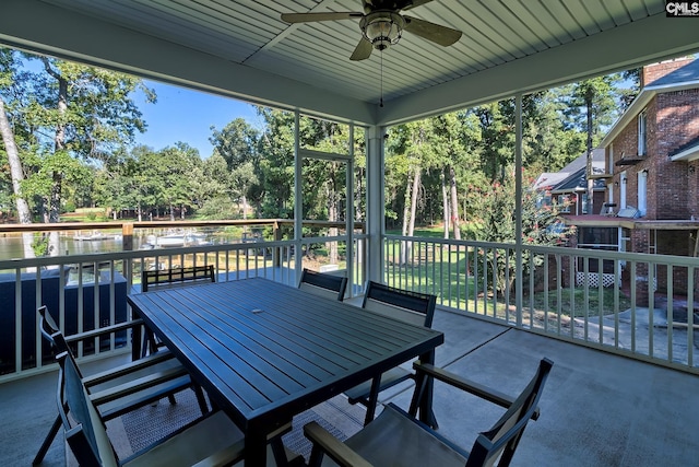 view of patio with ceiling fan