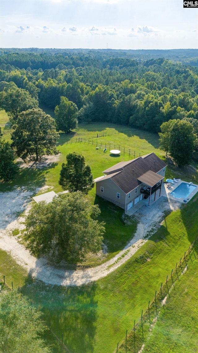 drone / aerial view with a rural view