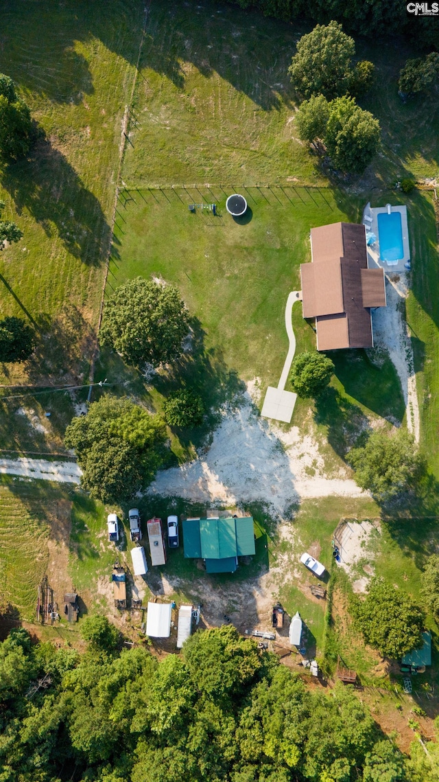 aerial view featuring a rural view