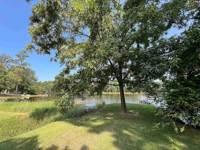 view of yard with a water view