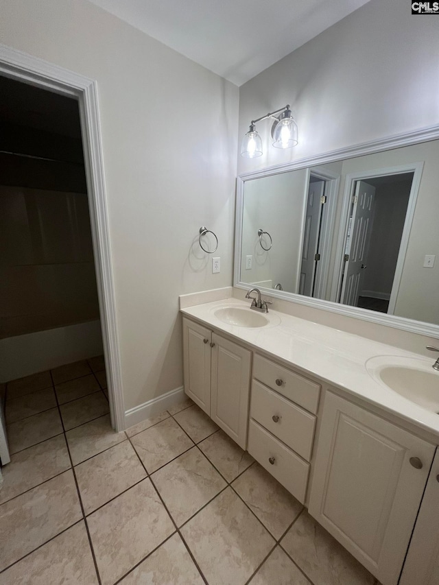 bathroom featuring vanity and tile patterned floors