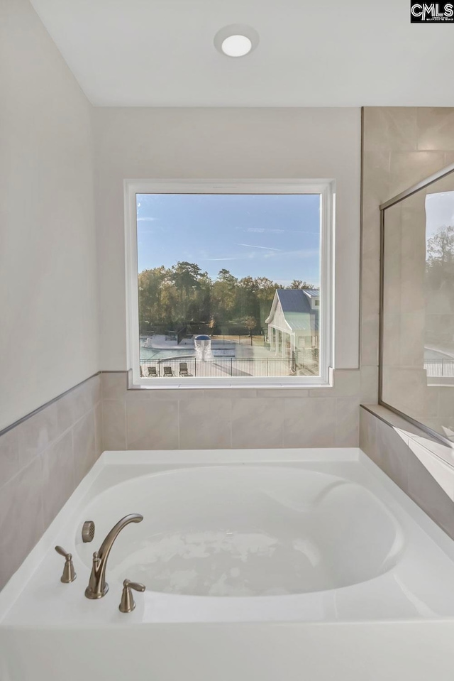 bathroom featuring a washtub