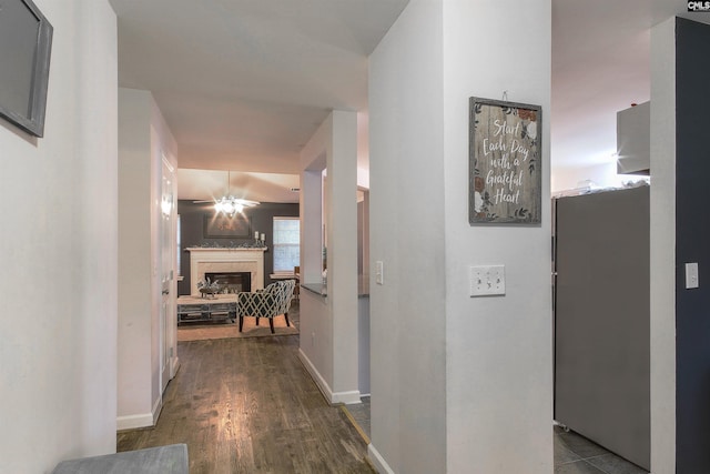 hall featuring dark hardwood / wood-style floors