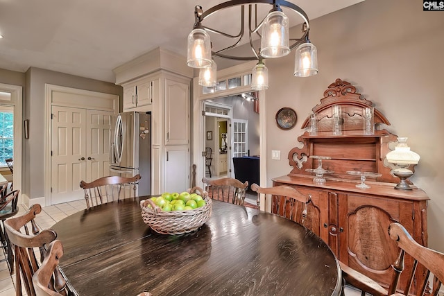 view of tiled dining room