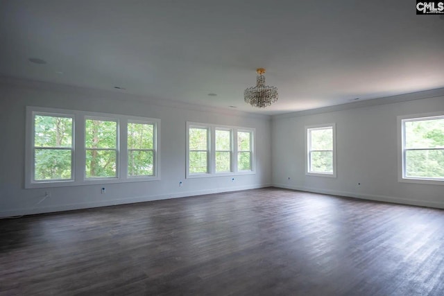 205 Miles Oak Ln, Blythewood, SC 29016 - spare room with a wealth of natural light, dark wood-style floors, baseboards, and ornamental molding