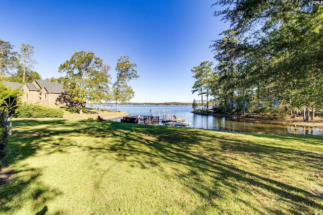 234 Turtle Trl, Leesville, SC 29070 - view of green lawn with a water view and a boat dock