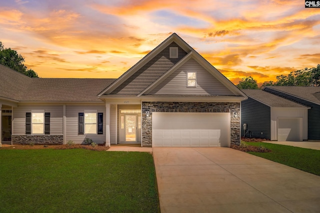 craftsman inspired home with a yard